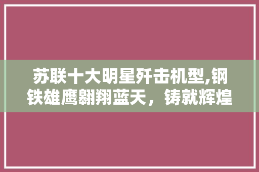 苏联十大明星歼击机型,钢铁雄鹰翱翔蓝天，铸就辉煌历史