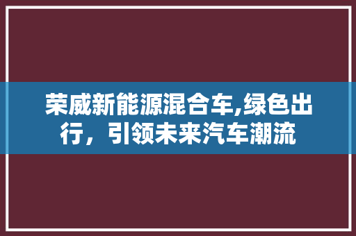 荣威新能源混合车,绿色出行，引领未来汽车潮流