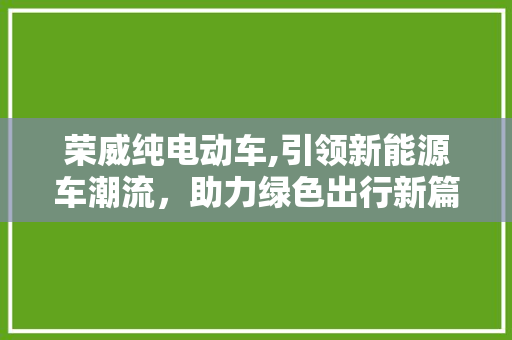 荣威纯电动车,引领新能源车潮流，助力绿色出行新篇章
