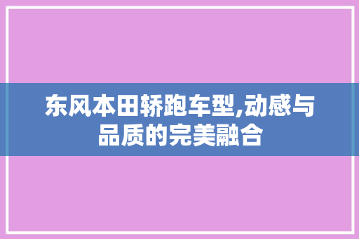 东风本田轿跑车型,动感与品质的完美融合