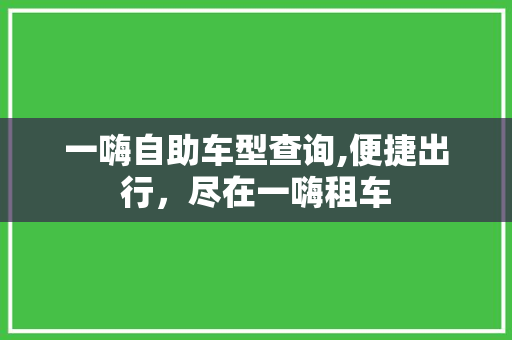 一嗨自助车型查询,便捷出行，尽在一嗨租车