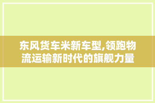 东风货车米新车型,领跑物流运输新时代的旗舰力量