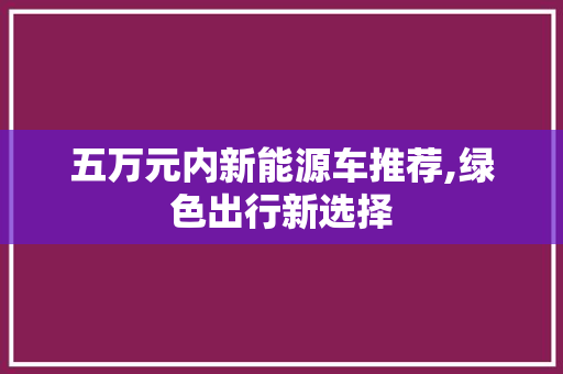 五万元内新能源车推荐,绿色出行新选择