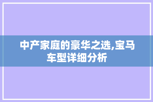 中产家庭的豪华之选,宝马车型详细分析