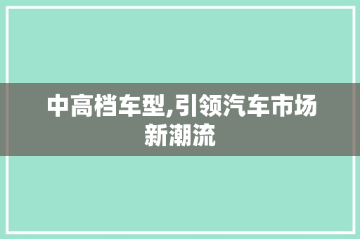 中高档车型,引领汽车市场新潮流