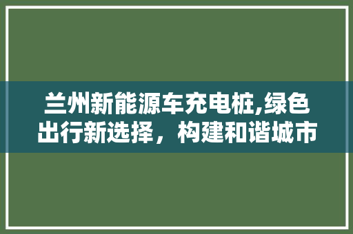 兰州新能源车充电桩,绿色出行新选择，构建和谐城市生活