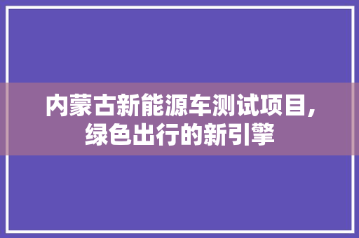 内蒙古新能源车测试项目,绿色出行的新引擎