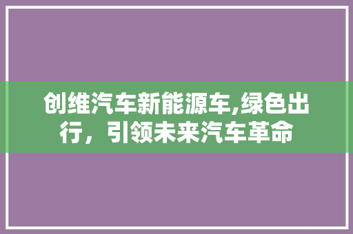 创维汽车新能源车,绿色出行，引领未来汽车革命