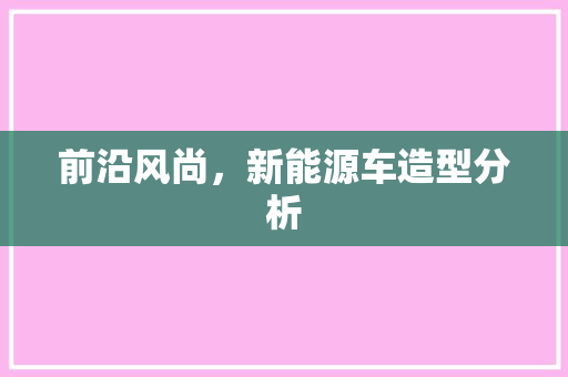 前沿风尚，新能源车造型分析