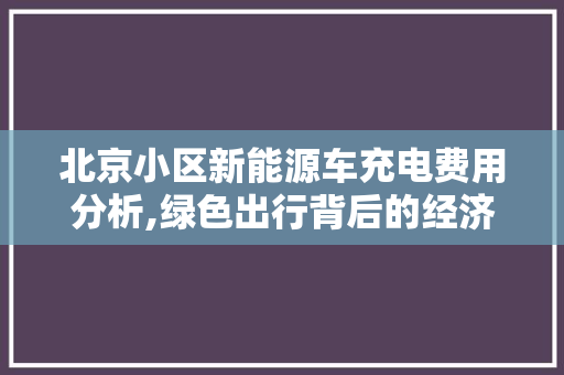 北京小区新能源车充电费用分析,绿色出行背后的经济考量