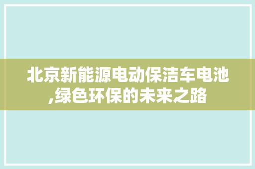 北京新能源电动保洁车电池,绿色环保的未来之路