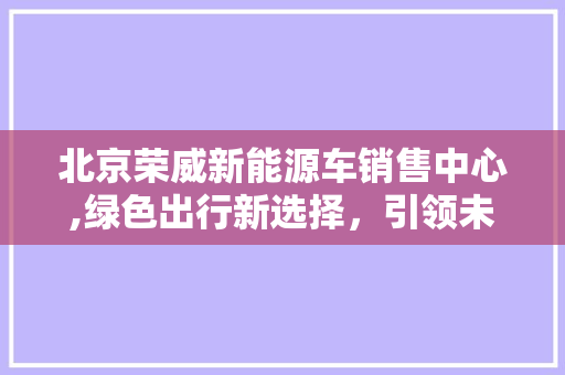 北京荣威新能源车销售中心,绿色出行新选择，引领未来出行潮流