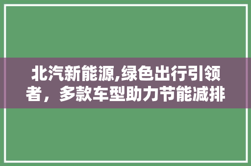北汽新能源,绿色出行引领者，多款车型助力节能减排