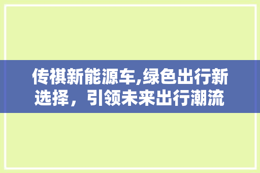 传祺新能源车,绿色出行新选择，引领未来出行潮流