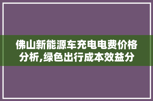 佛山新能源车充电电费价格分析,绿色出行成本效益分析