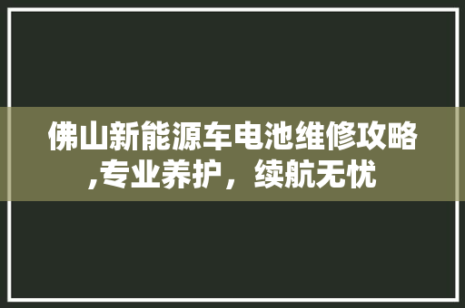 佛山新能源车电池维修攻略,专业养护，续航无忧