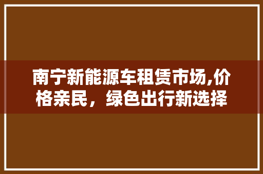 南宁新能源车租赁市场,价格亲民，绿色出行新选择
