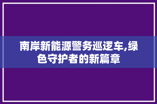 南岸新能源警务巡逻车,绿色守护者的新篇章