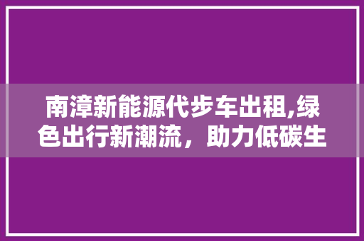 南漳新能源代步车出租,绿色出行新潮流，助力低碳生活