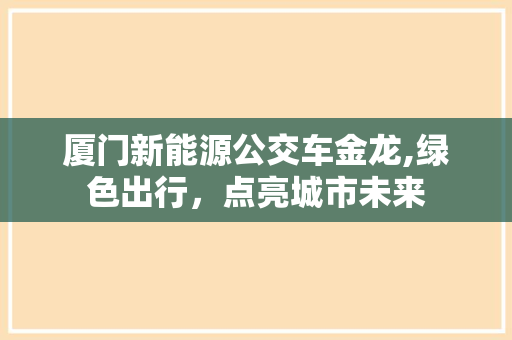 厦门新能源公交车金龙,绿色出行，点亮城市未来