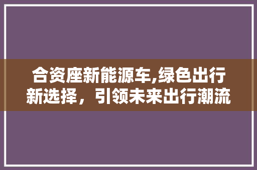 合资座新能源车,绿色出行新选择，引领未来出行潮流