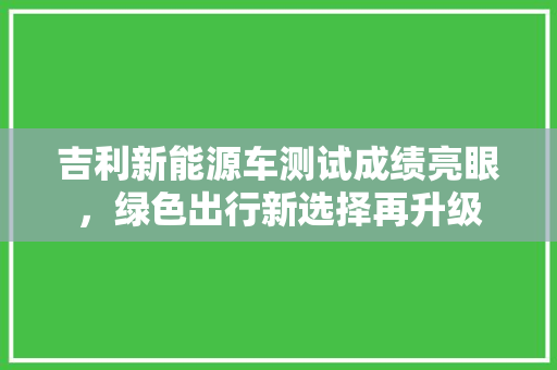 吉利新能源车测试成绩亮眼，绿色出行新选择再升级