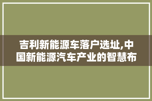 吉利新能源车落户选址,中国新能源汽车产业的智慧布局
