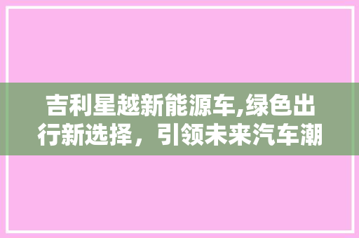 吉利星越新能源车,绿色出行新选择，引领未来汽车潮流