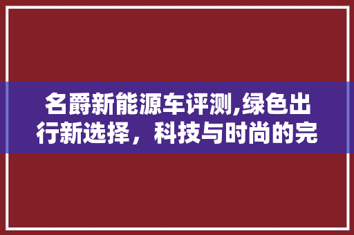 名爵新能源车评测,绿色出行新选择，科技与时尚的完美融合