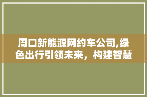 周口新能源网约车公司,绿色出行引领未来，构建智慧交通新格局