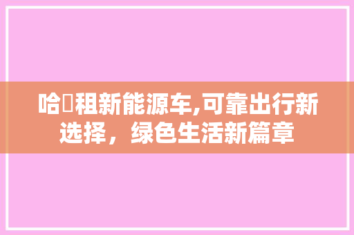 哈啰租新能源车,可靠出行新选择，绿色生活新篇章