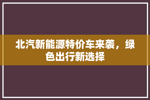 北汽新能源特价车来袭，绿色出行新选择