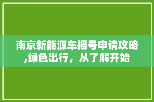南京新能源车摇号申请攻略,绿色出行，从了解开始