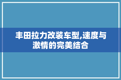 丰田拉力改装车型,速度与激情的完美结合