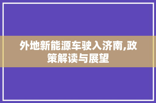 外地新能源车驶入济南,政策解读与展望