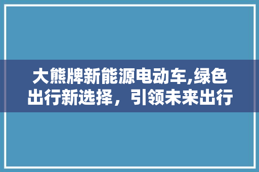 大熊牌新能源电动车,绿色出行新选择，引领未来出行潮流