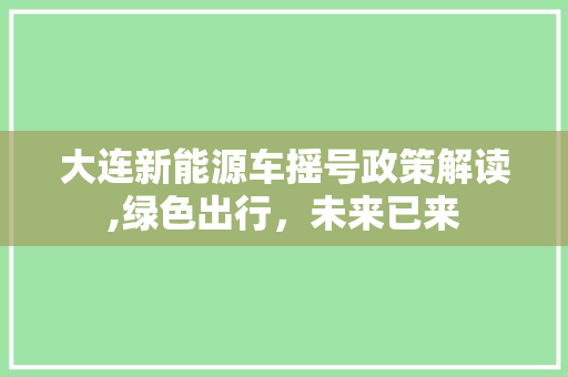 大连新能源车摇号政策解读,绿色出行，未来已来