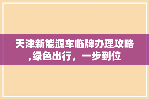 天津新能源车临牌办理攻略,绿色出行，一步到位