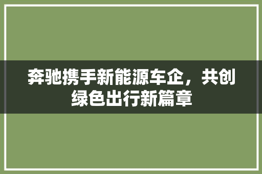 奔驰携手新能源车企，共创绿色出行新篇章