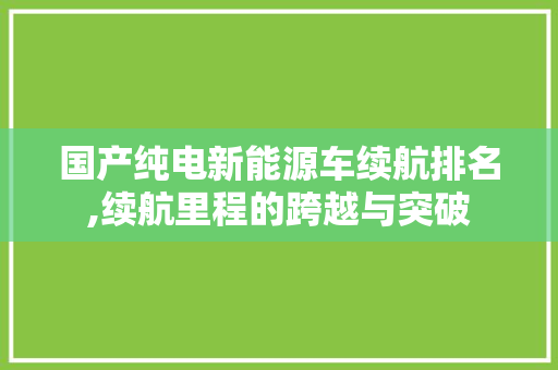 国产纯电新能源车续航排名,续航里程的跨越与突破