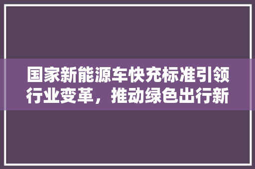 国家新能源车快充标准引领行业变革，推动绿色出行新时代