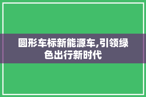 圆形车标新能源车,引领绿色出行新时代