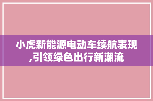 小虎新能源电动车续航表现,引领绿色出行新潮流