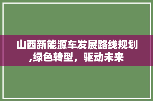 山西新能源车发展路线规划,绿色转型，驱动未来