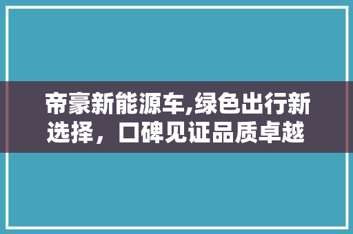 帝豪新能源车,绿色出行新选择，口碑见证品质卓越