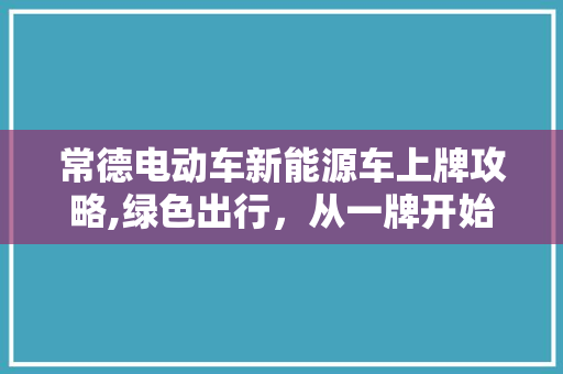 常德电动车新能源车上牌攻略,绿色出行，从一牌开始