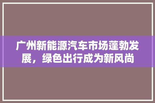 广州新能源汽车市场蓬勃发展，绿色出行成为新风尚