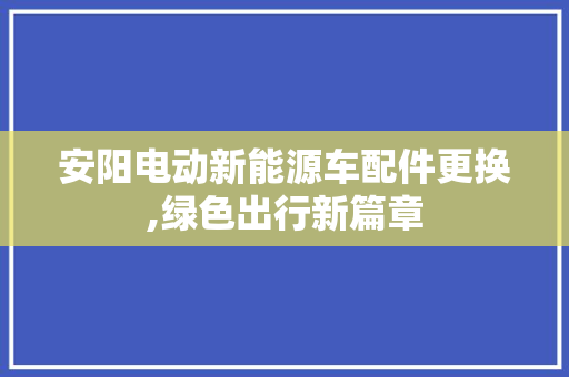 安阳电动新能源车配件更换,绿色出行新篇章