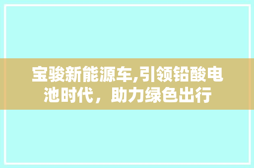 宝骏新能源车,引领铅酸电池时代，助力绿色出行