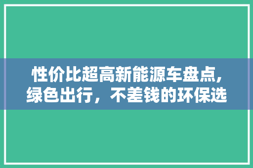 性价比超高新能源车盘点,绿色出行，不差钱的环保选择